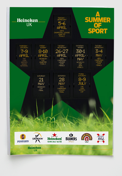 Design & art direction of Summer of Sport advertisement for Heineken by Nick McKay. 