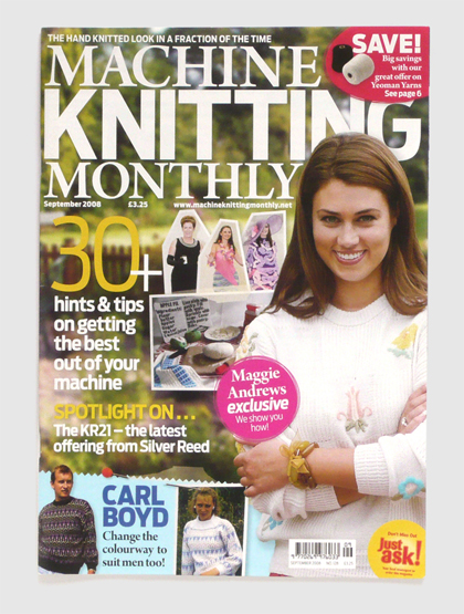 Redesign of Machine Knitting Monthly magazine by Nick McKay. Cover