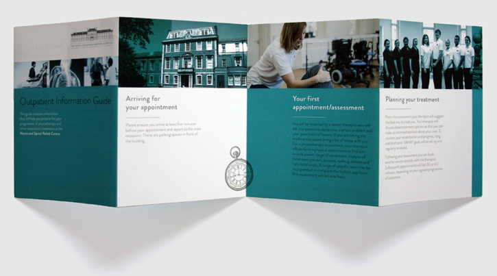 Design & art direction for leaflet for the Royal Buckinghamshire Hospital by Nick McKay, consertina first side