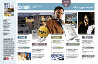 Redesign of News on the Block magazine by Nick McKay. Contents spread