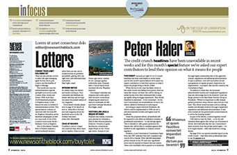 Redesign of News on the Block magazine by Nick McKay. In focus spread