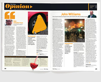 Redesign of Flat Living magazine by Nick McKay. Opinion spread