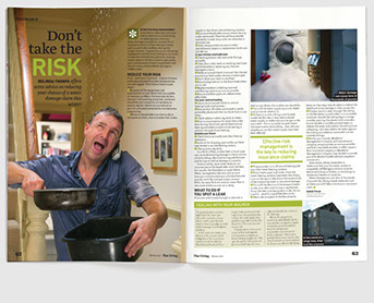 Flat Living magazine design & art direction by Nick McKay. Insurance feature spread
