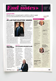 Redesign of Flat Living magazine by Nick McKay. End notes page