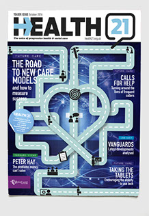 Branding, design & art direction of Health21 new launch health management magazine by Nick McKay for Pixel West Ltd. Cover.