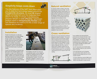 Design & art direction for promotional brochure for Mach Acoustics by Nick McKay. Second inside spread
