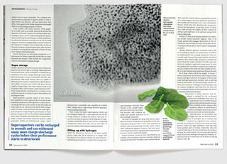Design & art direction of annual magazine, Materials in 2020 by Nick McKay. Energy storage feature 2nd spread