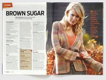 Redesign of Machine Knitting Monthly magazine by Nick McKay. Pattern spread