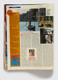 Design & art direction for Essentials magazine by Nick McKay, travel single page