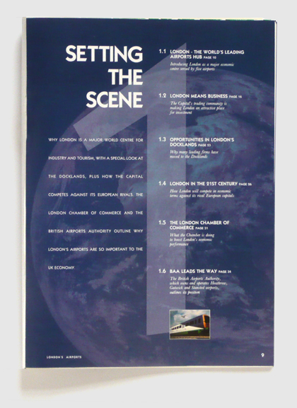 Design & art direction of a promotional publication for London's Airport Authority by Nick McKay, page 9