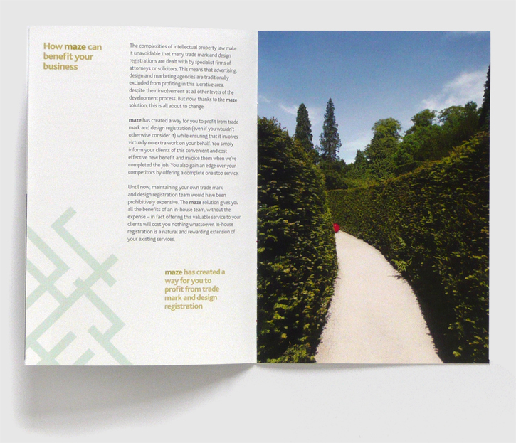 Branding, design & art direction for Maze by Nick McKay, benefit spread