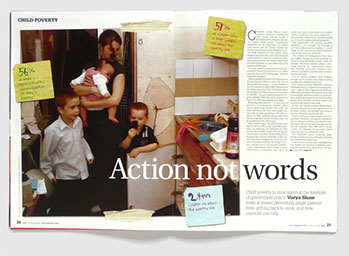 Redesign of Local Government Chronicle magazine by Nick McKay, child poverty spread