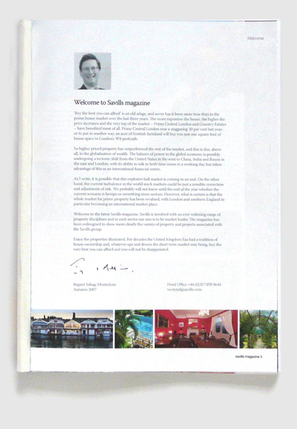 Design of Savills magazine by Nick McKay, intro page