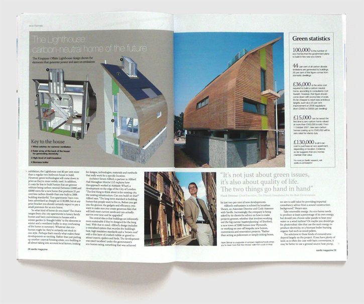 Design of Savills magazine by Nick McKay, eco-build feature