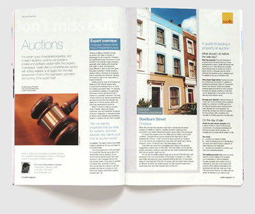 Design of Savills magazine by Nick McKay, auctions spread