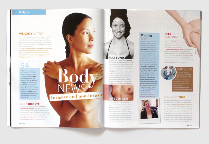 Design & art direction of Brand New You magazine by Nick McKay, body news spread